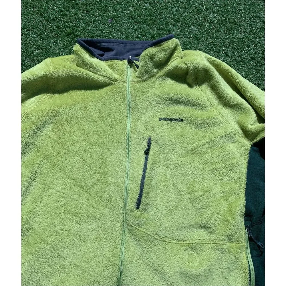 Patagonia R2 Bright Green Full Zip high pile FUZZY FLEECE Jacket Coat Men’s XXL - Picture 6 of 6